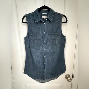 Merona Blue Sleeveless Button-Up Top